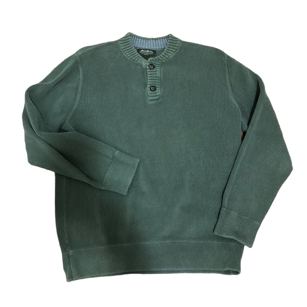 Eddie Bauer TM Fatigue Deep Forest Green Henley Sweater - Size Large Tall